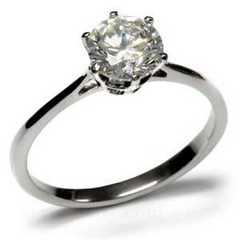 CJ7715OS Wholesale - Stainless Steel Prong Set Solitaire Round CZ Ring