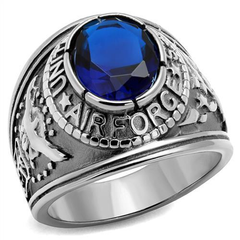 CJ7873OS Wholesale - Stainless Steel United States Air Force Sapphire Ring