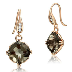 CJE1509 Wholesale Women's Stainless Steel IP Rose Gold Semi-Precious Light Smoked Earrings