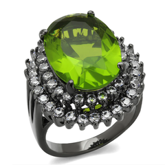 CJE1892LJ Wholesale Large Green Synthetic Glass Cocktail Ring in Stainless Steel