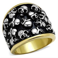 CJE2057 Skull & Cross Bone IP Gold Plated Ring