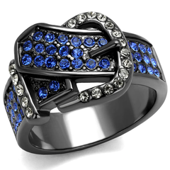 CJE2995 Wholesale Women's Stainless Steel IP Black Multicolored Top Grade Crystal Belt Ring