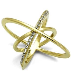 CJE3109 Wholesale Women's Stainless Steel IP Gold Clear AAA Grade CZ Ring