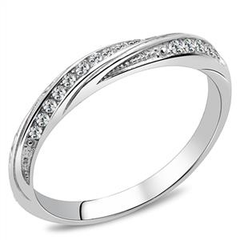 CJE3259 Wholesale Women's Stainless Steel Clear AAA Grade CZ Minimal Ring