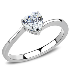 CJE3434 Wholesale Women's Stainless Steel Clear AAA Grade CZ Heart Ring