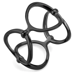 CJE3568 Wholesale Women's Stainless Steel IP Black Minimal Circles Ring