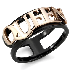 CJE3584 Wholesale Women's Stainless Steel IP Rose Gold + IP Black Queen Ring