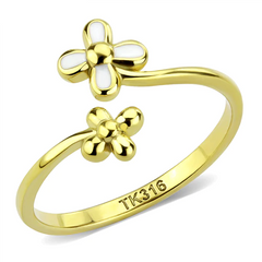 CJE3631 Wholesale Women's Stainless Steel IP Gold Minimal Daisy Ring