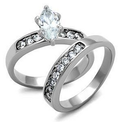 CJG1386 Marquise Cut Stacked Stainless Steel CZ Ring