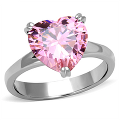 CJG2082 Stainless Steel Pink AAA Grade CZ Heart Ring