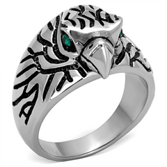 CJG2166 Wholesale Men's Stainless Steel Top Grade Crystal Emerald Sparrow Ring