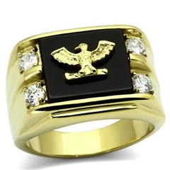 CJG2492 Wholesale Men's Stainless Steel Ring IP Gold Semi-Precious Jet Eagle Ring