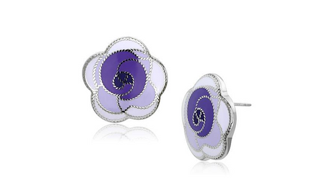 CJG2560 Stainless Steel High-Polished Purple Gradient Epoxy Flower Stud Earrings