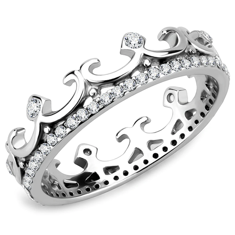 Stainless Steel AAA Grade Cubic Zirconia Minimal Crown Ring from CeriJewelry
