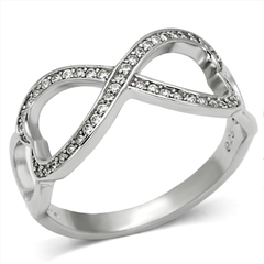 925 Sterling Silver Clear AAA Grade CZ Heart Infinity Ring