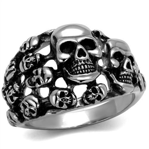 Stainless Steel Epoxy Jet Multi-Skull Ring from CeriJewelry
