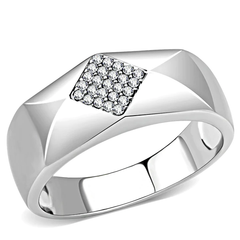 CJ288 Wholesale Men's Stainless Steel AAA Grade CZ Clear Square Ring