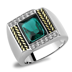  Men’s Two-Tone Synthetic Blue Zircon Ring