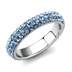 Stainless Steel Sea Blue Top-Grade Crystal Infinite Sparkle Ring 