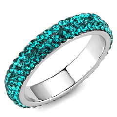 Stainless Steel Blue Zircon Top-Grade Crystal Infinite Sparkle Ring