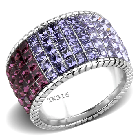 CJ3703 Stainless Steel Purple Ombre Top-Grade Crystal Band