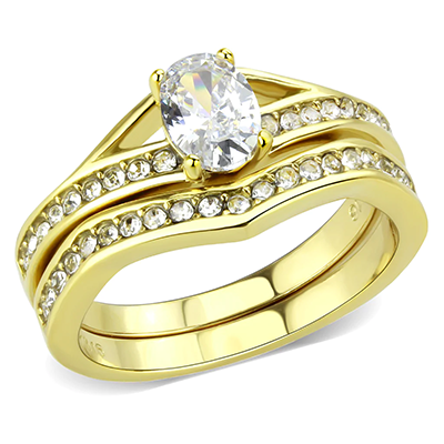 Gold-Plated Stainless Steel AAA Grade CZ Stackable Ring Set from CeriJewelry