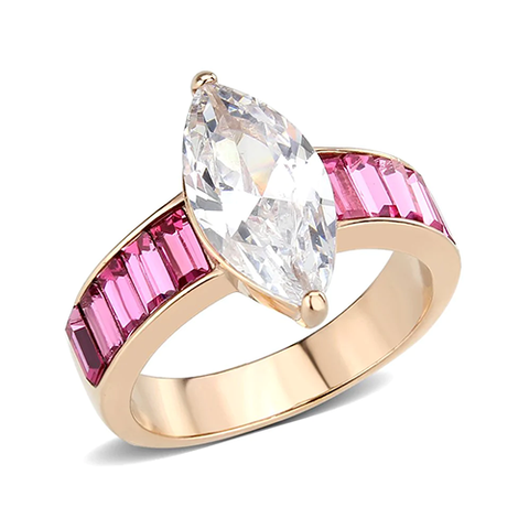 CJ3825 Rose Gold-Plated Stainless Steel AAA Grade CZ Ring