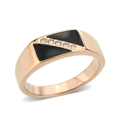 CJ3831 Men’s Rose Gold-Plated Stainless Steel Clear Top-Grade Crystal Ring