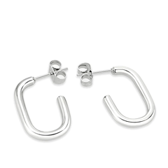 Minimalist Stainless Steel Rectangle Hoop Earrings