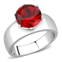 CJ52007 Stainless Steel Siam Red Solitaire Ring