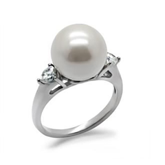 CJ7780OS Stainless Steel White Pearl Cocktail Ring