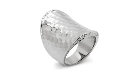 CJ7833OS Modern Stainless Steel Grooved Cocktail Ring