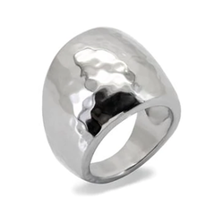 CJ7834OS Modern Stainless Steel Grooved Cocktail Ring