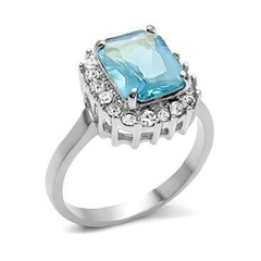 Stainless Steel Aquamarine Cocktail Ring