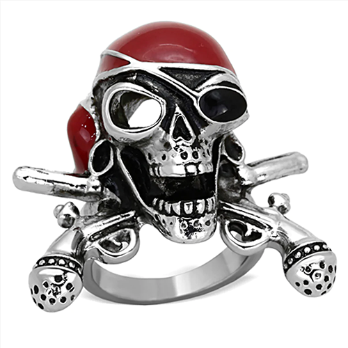 Stainless Steel Epoxy Pirate Skull Ring from CeriJewelry