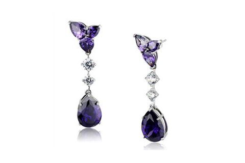 Amethyst AAA-Grade Cubic Zirconia Drop Earrings