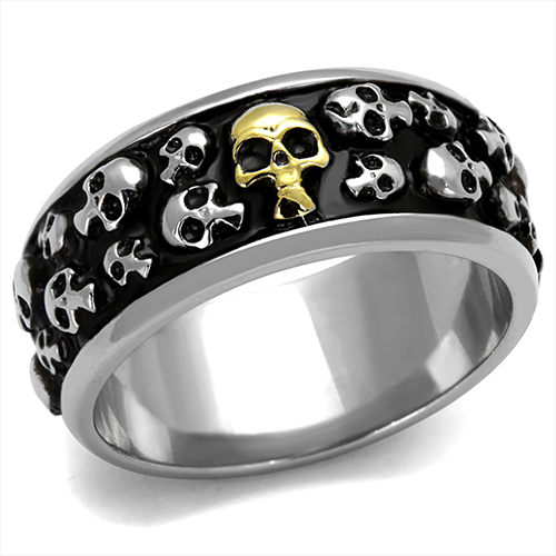 Two-Tone Stainless Steel Skull Eternity Band from CeriJewelry