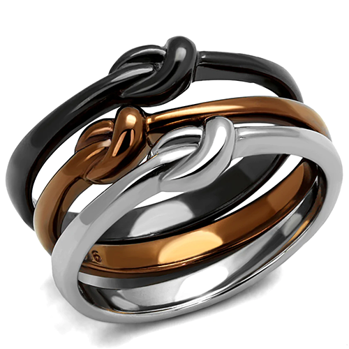 Three Tone Stainless Steel Knot Stackable Ring Set