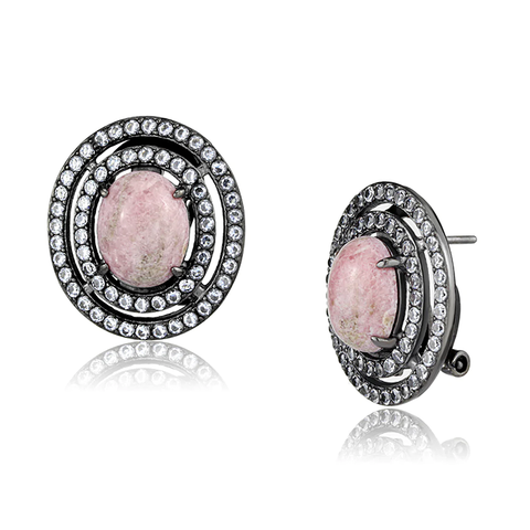 Light Black-Plated Semi-Precious Coral Stud Earrings