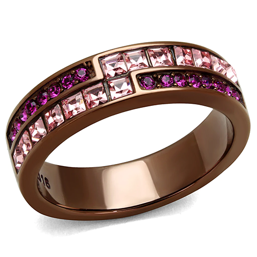 Light Coffee-Plated Pink Crystal Eternity Ring