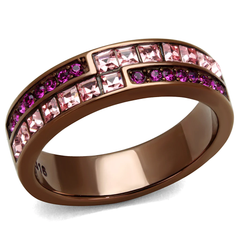Light Coffee Brown-Plated Pink Crystal Eternity Ring