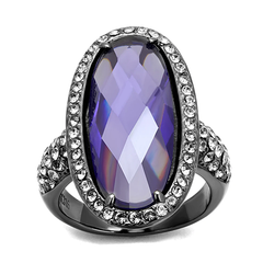 CJE2840 Oval Tanzanite Cubic Zirconia Cocktail Ring