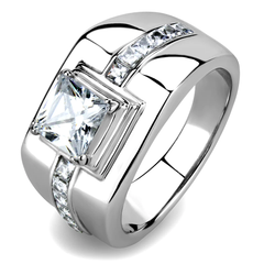 Men’s Square Clear AAA Grade Cubic Zirconia Ring