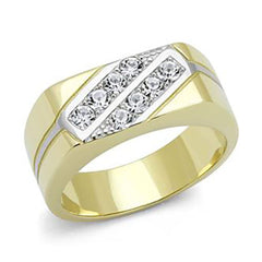 Men’s Two-Tone Clear Top-Grade Crystal Ring