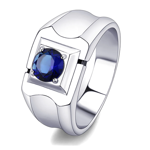 Men’s Stainless Steel Montana Synthetic Glass Solitaire Ring