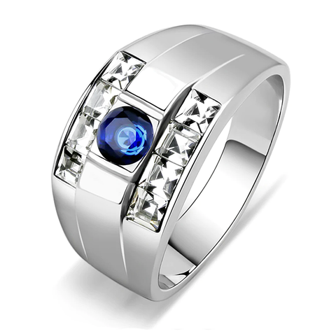 Men’s Stainless Steel Montana Synthetic Glass Ring