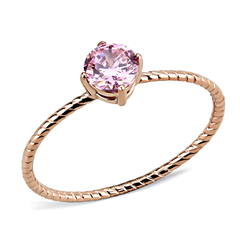 CJE3558 Rose Gold-Plated Stainless Steel Rose AAA Grade CZ Minimal Ring