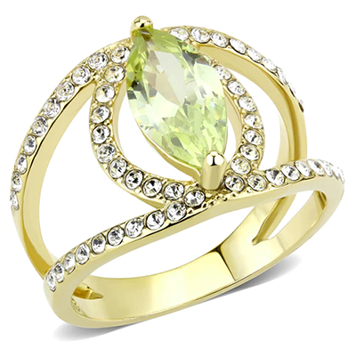 Gold-Plated Stainless Steel Apple Green AAA Grade CZ Ring from CeriJewelry