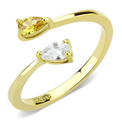 Gold-Plated Stainless Steel Topaz and Clear AAA Grade CZ Ring from CeriJewelrt