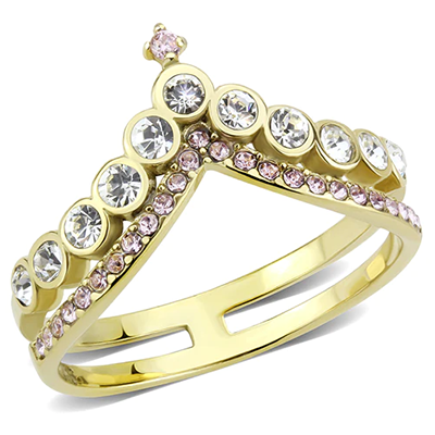 Gold-Plated Stainless Steel Rose AAA Grade CZ Stackable Ring from CeriJewelry